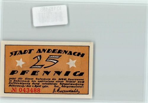 Andernach Notgeld 25 Pf. Burg