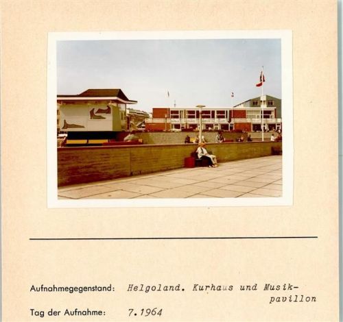 Helgoland Kurhaus und Musikpavillon Foto montiert auf Karton