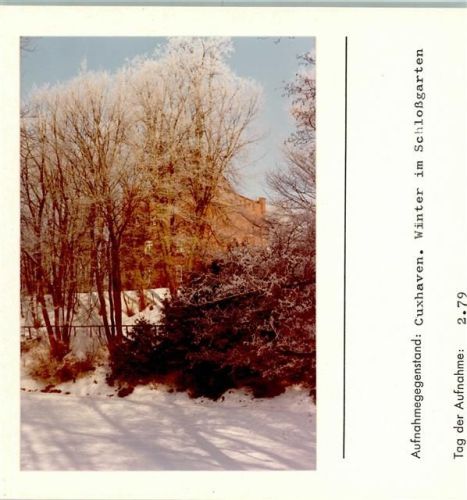 Cuxhaven Winter Schloßgarten Foto montiert auf Karton
