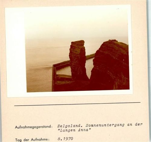 Helgoland Sonnenuntergang an der Langen Anna Foto montiert auf Karton