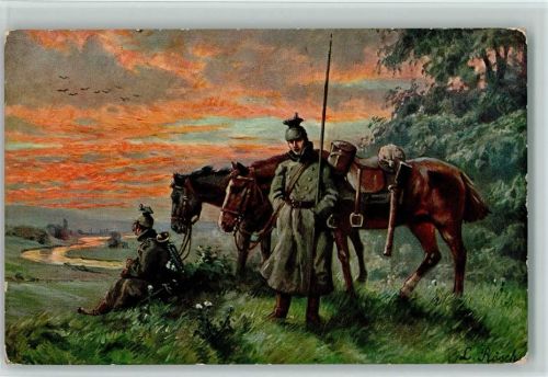 1915 sign Rösch - Morgenrot , Künstlerkarte AK