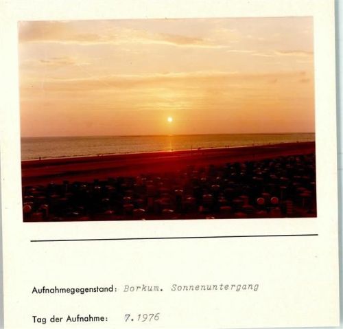 Borkum Sonnenuntergang Foto montiert auf Karton