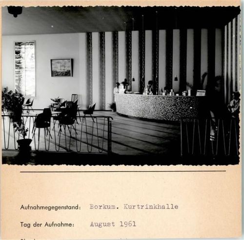 Borkum Kurtrinkhalle Innenaufnahme Foto montiert auf Karton