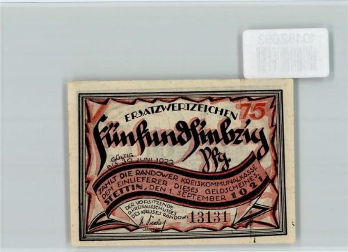 Stettin Notgeld Radow-Lied Eisenwerk Kraft Kratzwieck