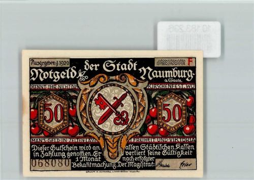 Naumburg Notgeld Kirschen Scherenschnitt