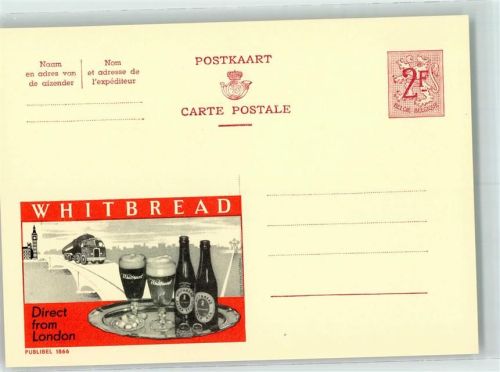Whitbread, direct from London - Publibel 1866 Belgische Ganzsache Wertstufe 2,00