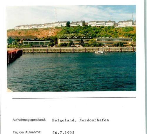 Helgoland Nordosthafen Foto montiert auf Karton