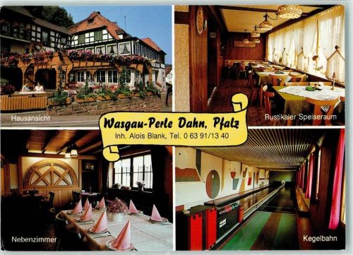 Dahn Gasthaus Wasgau-Perle Hausansicht Rustikaler Speiseraum Nebenzmmer Kegelbahn