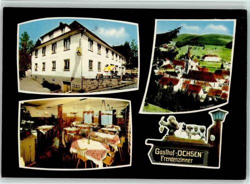 Vöhrenbach Gasthof Pension Zum Ochsen Innenaufnahme Ortsansicht Kirche Wegweiser