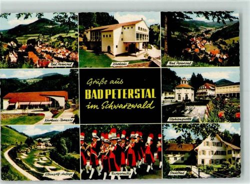 Bad Peterstal Rückseite mit Abschürfungen bzw Kleberesten Kurhaus Sophienquelle Kleingolf Anlage