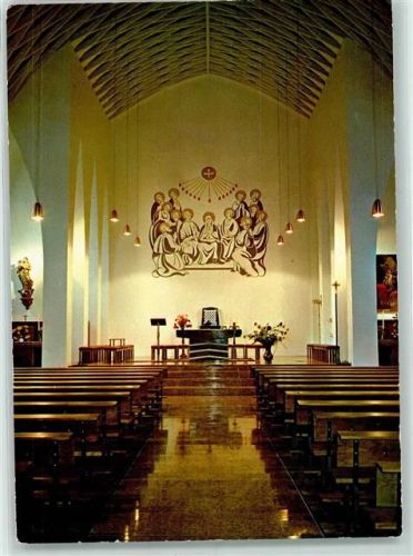 Raunheim Kath. Kirche Heilig Geist Rückseite mit Abschürfungen bzw Kleberesten