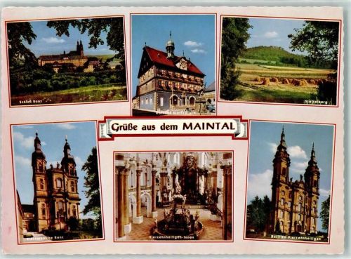 96231 W8623 Staffelstein , Oberfr - Maintal Schloß Banz Rathaus Staffelstein Staffelberg Klosterkirche Banz Vierzehnheiligen Basilika