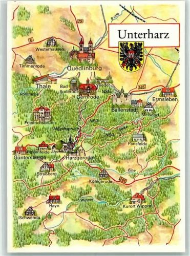 Quedlinburg Landkarte Unterharz Wappen