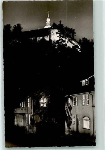 Herzberg Schloß bei Nacht Rückseite mit Abschürfungen bzw Kleberesten
