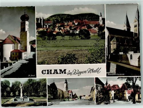 Cham St. Josef Gesamtansicht Redemptoristenkirche Kriegerdenkmal Marktplatz Biertor
