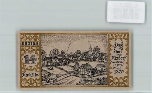 Neukölln Notgeld 50 Pfennig Dorf Rixdorf