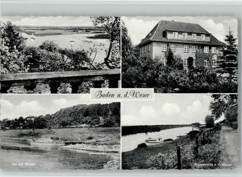 Baden Weserpartie An der Weser Promenade an der Weser Ortsansicht 4-Bildaufnahme