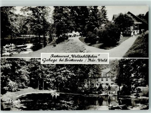 Brotterode Gasthaus Waldschlößchen Rückseite mit Abschürfungen bzw Kleberesten