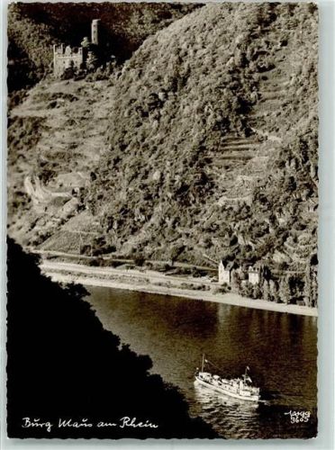 St. Goarshausen Burg Maus am RheinRückseite mit Abschürfungen bzw Kleberesten