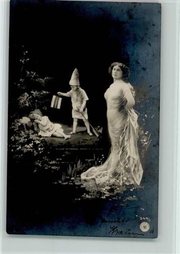 1899 Serie 344-1 - Jugendstil Erotik - Frau im Schleiergewand , Zwerg