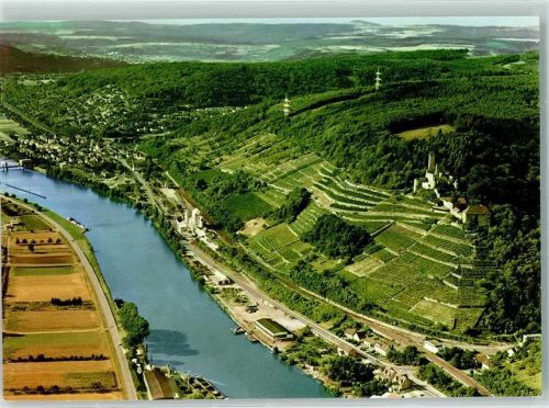 Neckarzimmern Rückseite mit Abschürfungen bzw Kleberesten Fliegeraufnahme