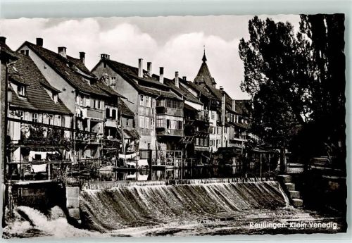 Reutlingen Klein-Venedig Rückseite mit Abschürfungen bzw Kleberesten