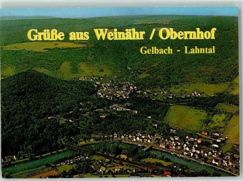 Weinähr Fliegeraufnahme Gelbach Lahntal Rückseite mit Abschürfungen bzw Kleberesten