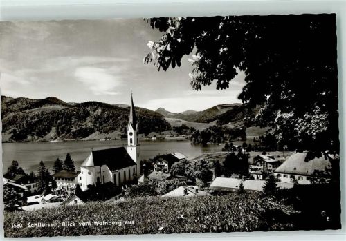 Schliersee Blick vom Weinberg aus Rückseite mit Abschürfungen bzw Kleberesten