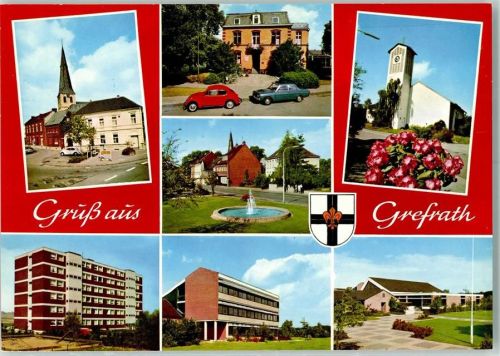 Grefrath Springbrunnen Kirche Rückseite mit Abschürfungen bzw Kleberesten