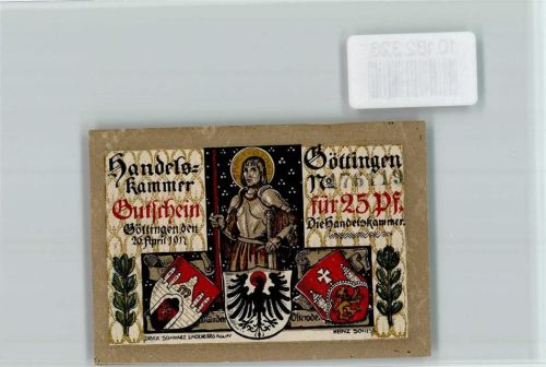 Göttingen Notgeld Handelskammer Sanct Georg Wappen