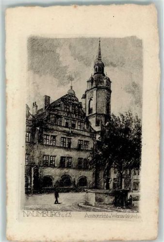 Naumburg Amtsgericht und Wenzelskirche Radierung