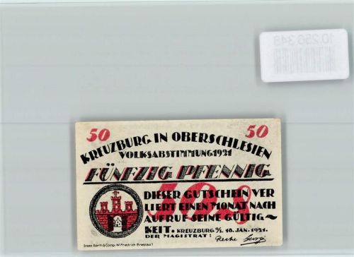 Kreuzburg O.S. Notgeld Kreuzherren vom roten Stern