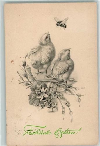 1907 Ostern, Küken und eine Biene, Verlag Munk 301 AK