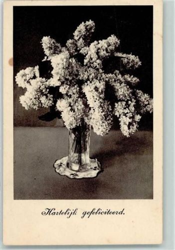 1939 Hartelijk Gefeliciteerd, Blumenvase AK