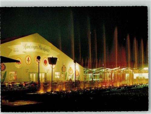 Hamburg 1963 Internationale Gartenbau-Ausstellung Hamburger Bierhaus Nacht Beleuchtung