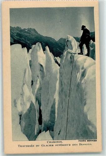 Chamonix-Mont-Blanc 1930 Traversee du Glacier Superieur des Bossons AK
