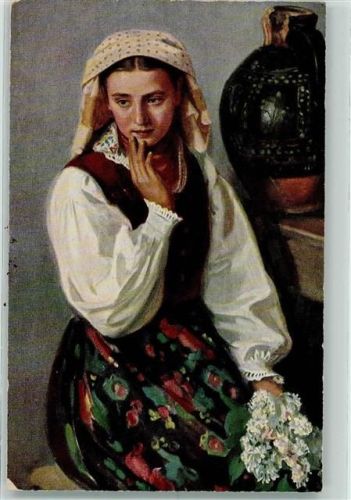 Bischdorf Frau in Tracht sign. Piekarski, Fl.