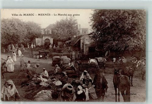 Meknes 1920 Villes du Maroc , le Marche aux grains Marktszene AK