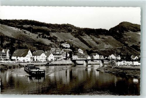 Obernhof Lahn Binnenfrachtschiff Lahn Lahnbrücke Weinberge