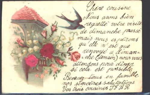 1901 Prägedruck Rosen Maiglöckchen AK