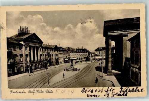 Karlsruhe 1934 Adolf Hitler Platz WK II
