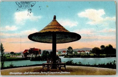 Bad Warmbrunn i. Rsgb. 1912 Fullnerpark mit Blockhaus AK