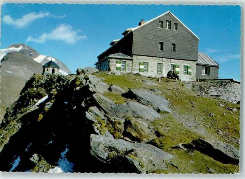 Hannoverhaus Arnoldmausoleum auf der Arnoldhöhe gegen Ankogel Hüttenstempel