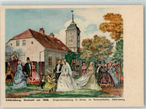 Schöneberg Hochzeit um 1868 sign. G.Ulrich im Ratsweinkeller