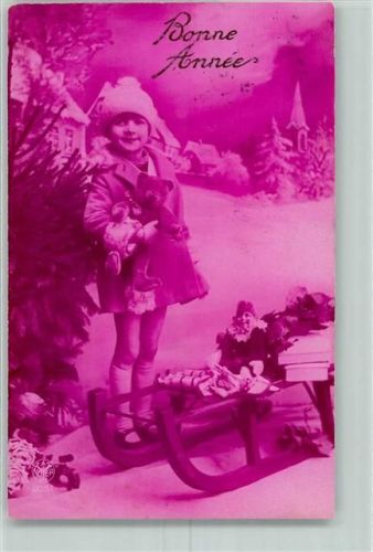 1928 2051 Teddybär Puppen Neujahr AK