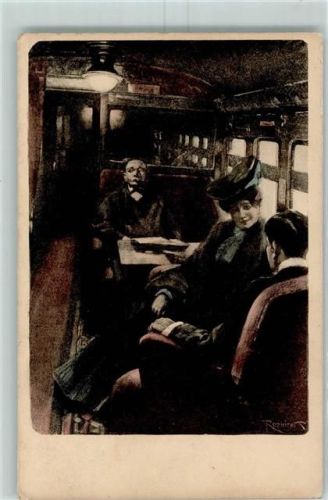 1908 Serie II Nr. 6 sign. Reznicek Eisenbahnabteil AK