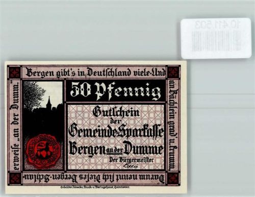 Bergen Notgeld Ritter Bernhard v. Bergen