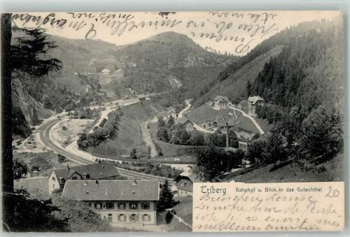 Triberg 1905 Bahnhof Blick in das Gutachtal