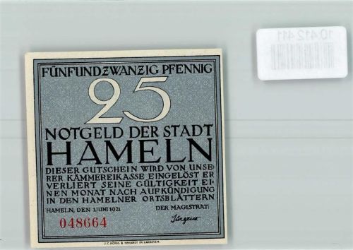 Hameln Notgeld Der Siebenlinge Denkstein