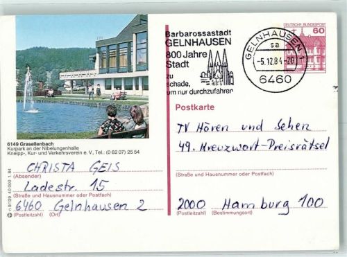 Grasellenbach Kurpark Nibelungenhalle Postkarte